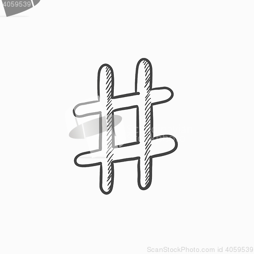 Image of Hashtag symbol sketch icon.