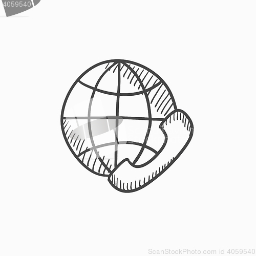 Image of Global communications sketch icon.