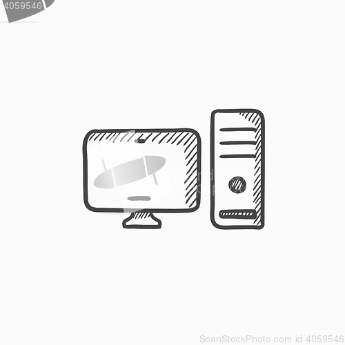 Image of CPU and monitor sketch icon.