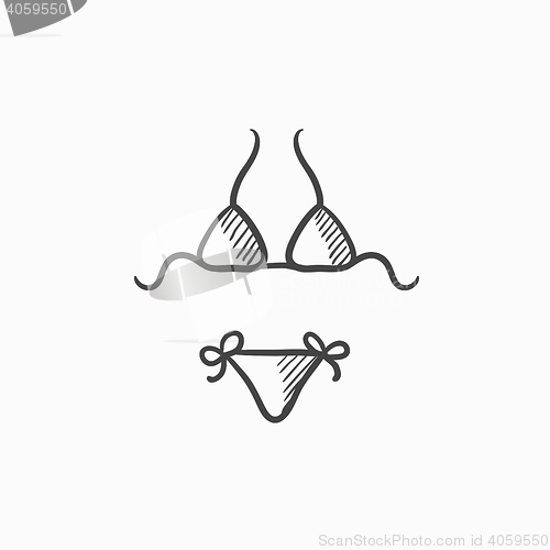 Image of Swimsuit for women sketch icon.