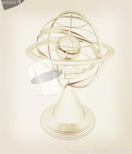 Image of Terrestrial globe model . 3D illustration. Vintage style.