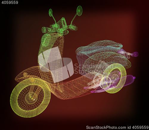 Image of Vintage Retro Moped. 3d model. 3D illustration. Vintage style.