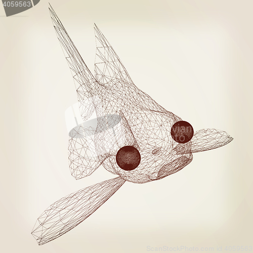 Image of Fish. 3D illustration. Vintage style.