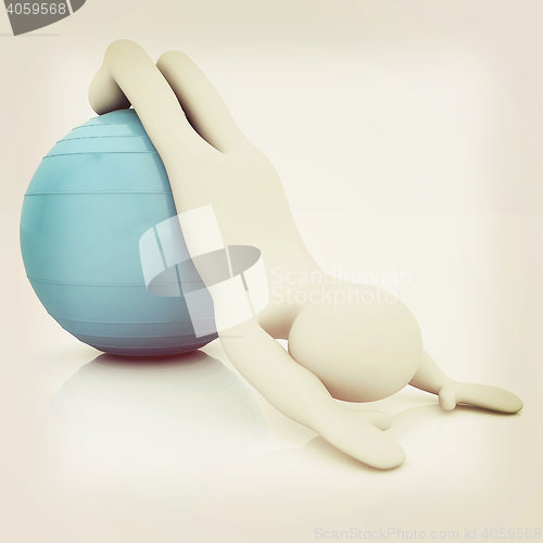 Image of 3d man exercising position on fitness ball. My biggest pilates s
