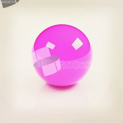 Image of 3d pink glossy sphere isolated on white. 3D illustration. Vintag