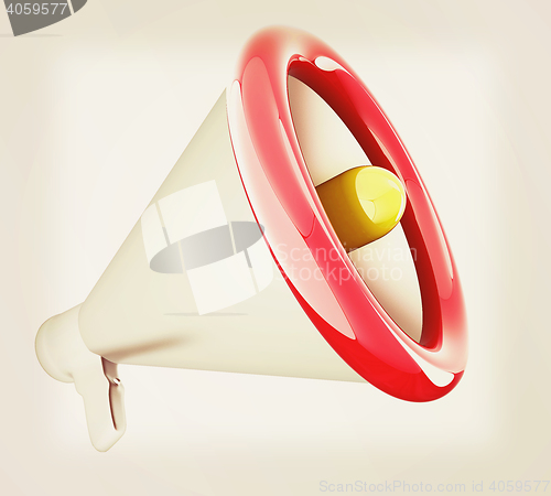 Image of Loudspeaker as announcement icon. Illustration on white . 3D ill