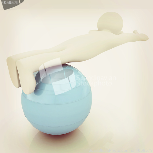 Image of 3d man exercising position on fitness ball. My biggest pilates s