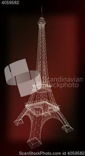 Image of 3d Eiffel Tower render. 3D illustration. Vintage style.