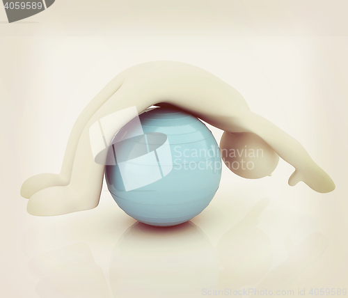 Image of 3d man exercising position on fitness ball. My biggest pilates s