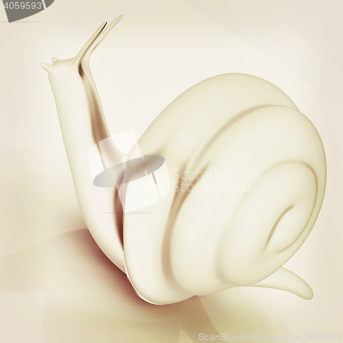 Image of 3d fantasy animal, snail on white background . 3D illustration. 