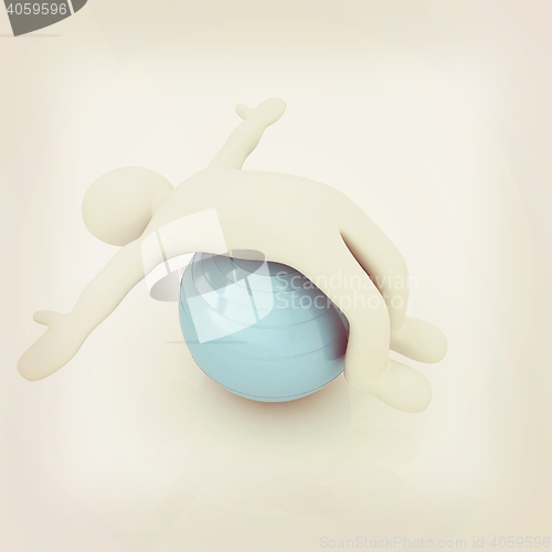 Image of 3d man exercising position on fitness ball. My biggest pilates s