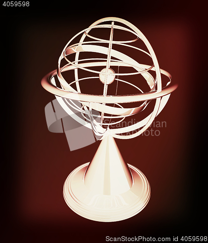 Image of Terrestrial globe model . 3D illustration. Vintage style.