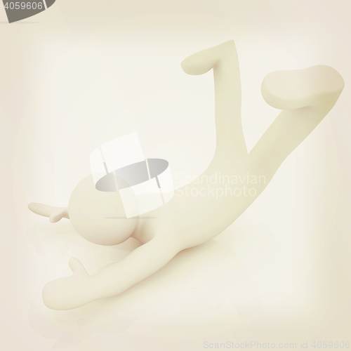 Image of 3d man exercising position on fitness ball. My biggest pilates s