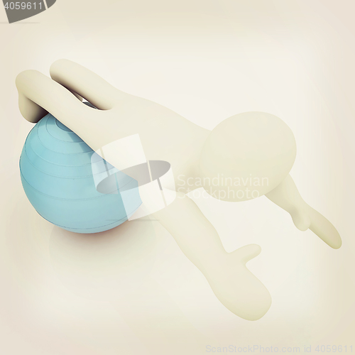 Image of 3d man exercising position on fitness ball. My biggest pilates s