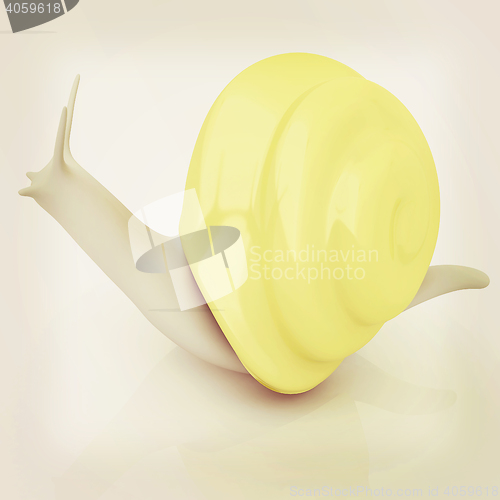 Image of 3d fantasy animal, snail on white background . 3D illustration. 