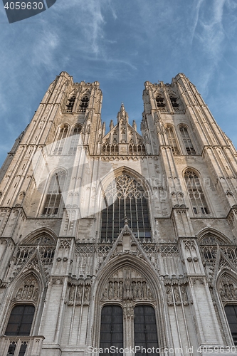 Image of BRUSSELS, BELGIUM-NOVEMBER 23, 2014: The Cathedral of St. Michael and St. Gudula, 1000 year old cathedral in the Capital