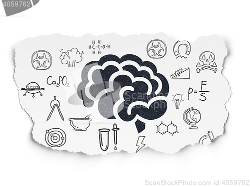 Image of Science concept: Brain on Torn Paper background