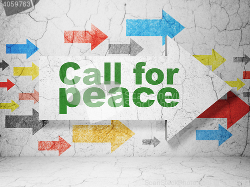 Image of Political concept: arrow with Call For Peace on grunge wall background