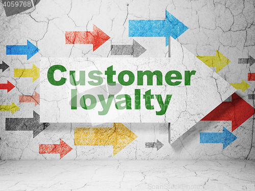 Image of Marketing concept: arrow with Customer Loyalty on grunge wall background