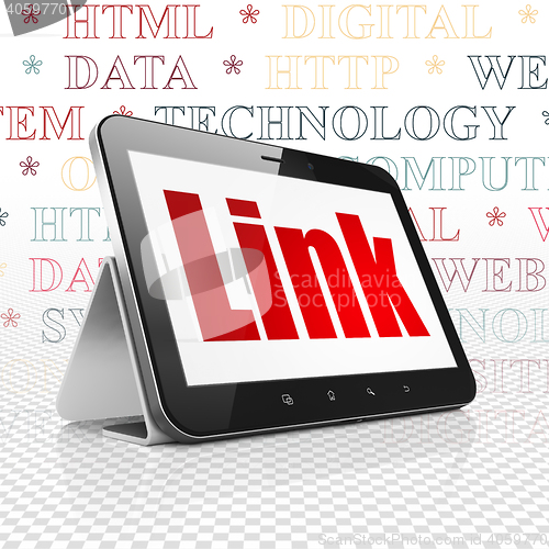 Image of Web development concept: Tablet Computer with Link on display