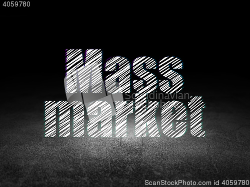 Image of Marketing concept: Mass Market in grunge dark room