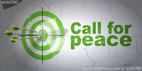 Image of Politics concept: target and Call For Peace on wall background