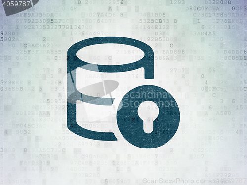 Image of Database concept: Database With Lock on Digital Data Paper background