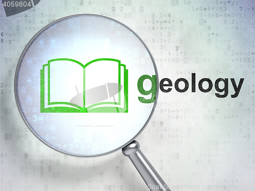 Image of Education concept: Book and Geology with optical glass