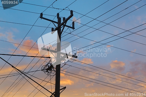 Image of Electric lines on mast