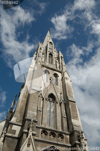 Image of Church tower, blue sky
