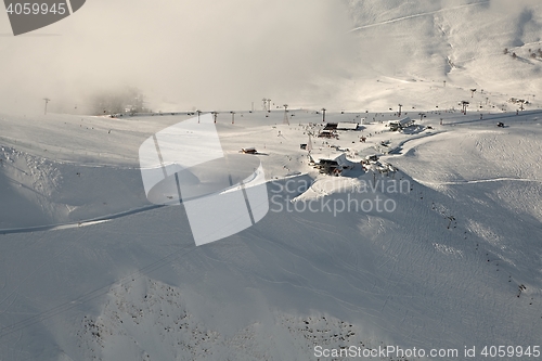 Image of Skiing slopes, majestic Alpine landscape