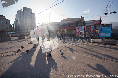 Image of young  couple jogging