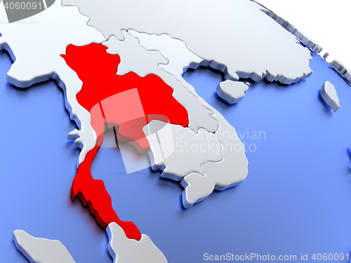 Image of Thailand on world map