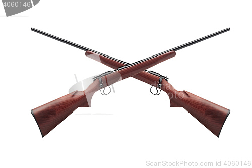 Image of crossed rifles isolated on white