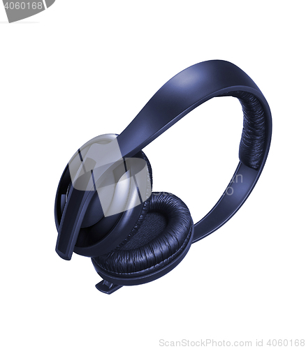 Image of Black Pair of Headphones Isolated