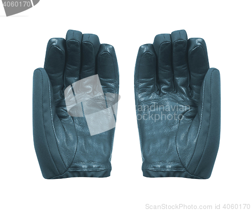 Image of pair of blue warm gloves