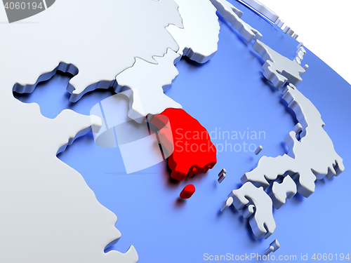Image of South Korea on world map