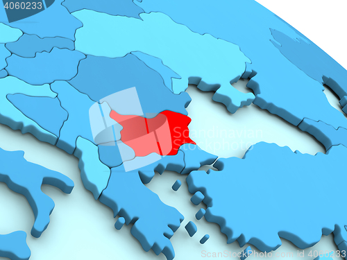 Image of Bulgaria in red on blue globe