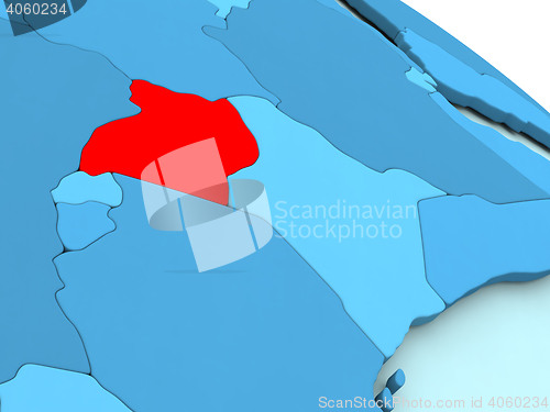 Image of Uganda in red on blue globe