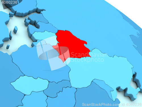 Image of Belarus in red on blue globe