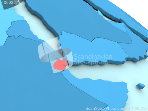 Image of Djibouti in red on blue globe