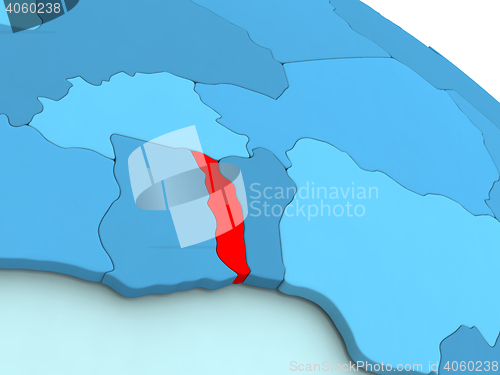 Image of Togo in red on blue globe