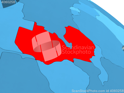 Image of Zambia in red on blue globe