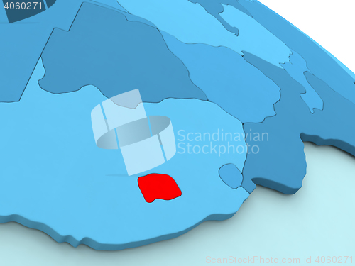 Image of Lesotho in red on blue globe