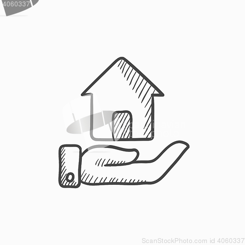 Image of House insurance sketch icon.