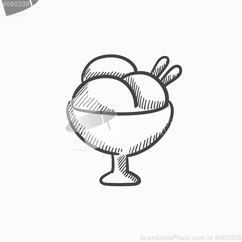 Image of Cup of an ice cream sketch icon.