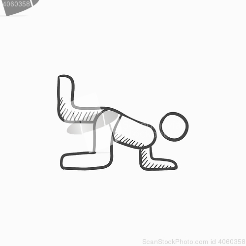 Image of Man exercising buttocks sketch icon.