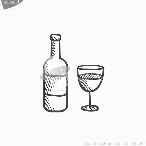 Image of Bottle of wine sketch icon.