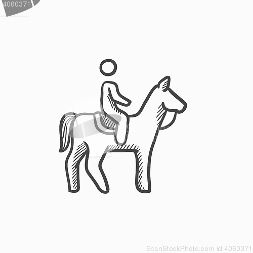 Image of Horse riding sketch icon.