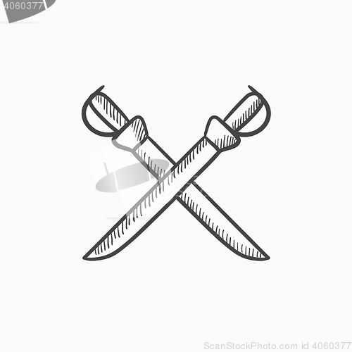 Image of Crossed saber sketch icon.